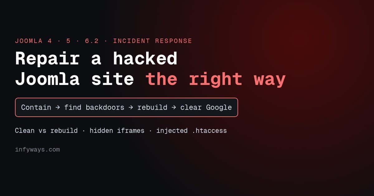 How to Repair a Hacked Joomla Website: Incident-Response Guide (Joomla 4, 5 & 6.2)