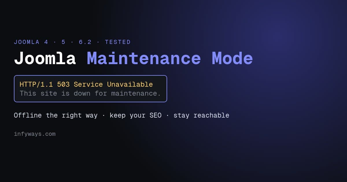 Joomla maintenance mode: offline page returning HTTP 503 Service Unavailable