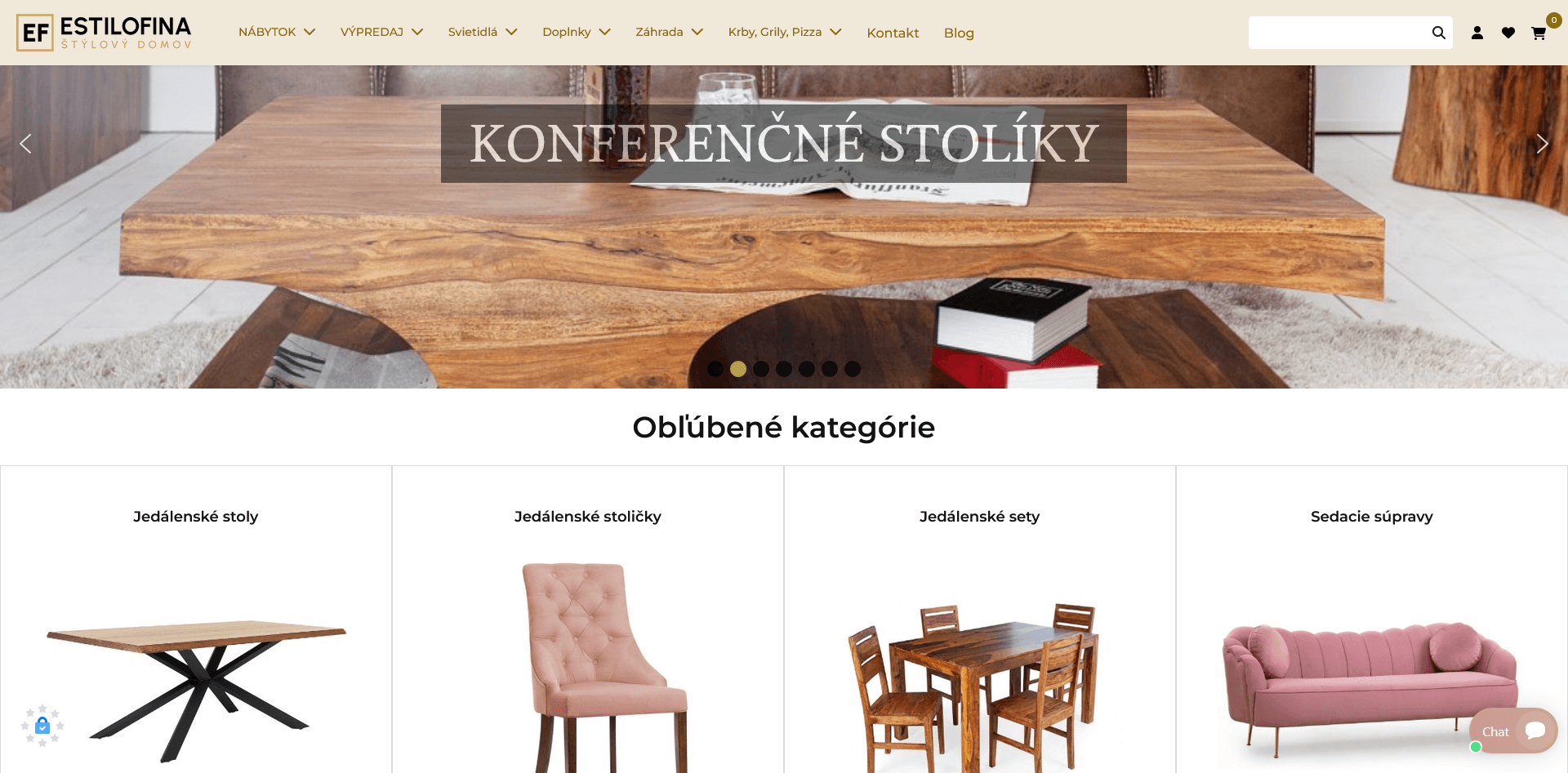 Estilofina furniture store homepage