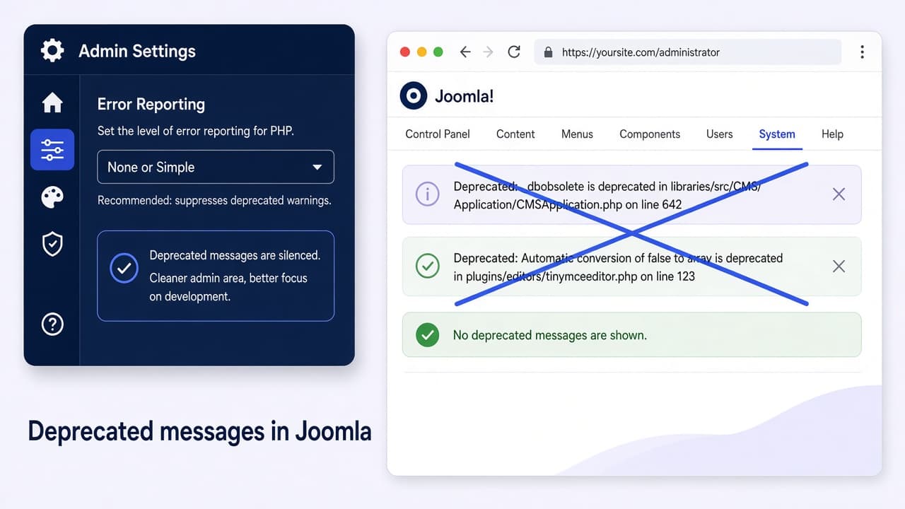 Disable deprecated Joomla messages