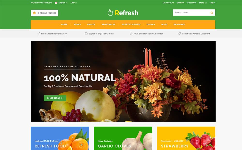 Refresh - Food & Restaurant Website Template Website Template