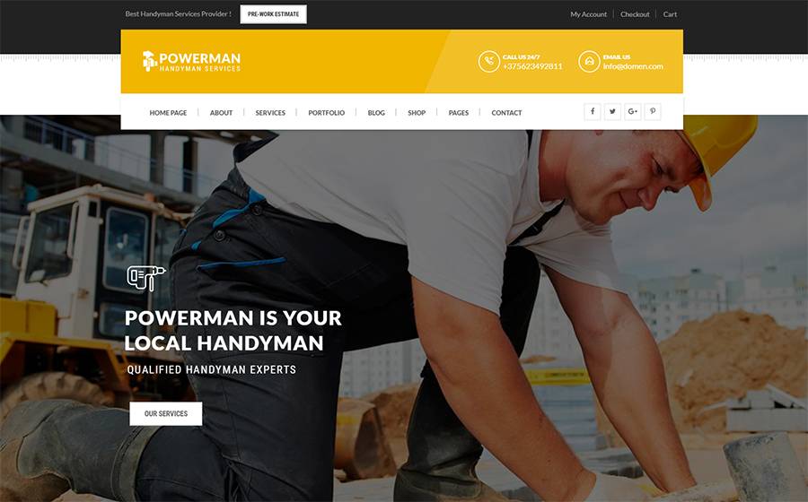 Powerman - Handyman Services WordPress Theme