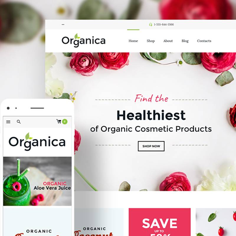 organic food, cosmetics and bio active nutrition Woocommerce theme 