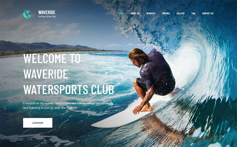 Waveride - Surfing Club Moto CMS 3 Template