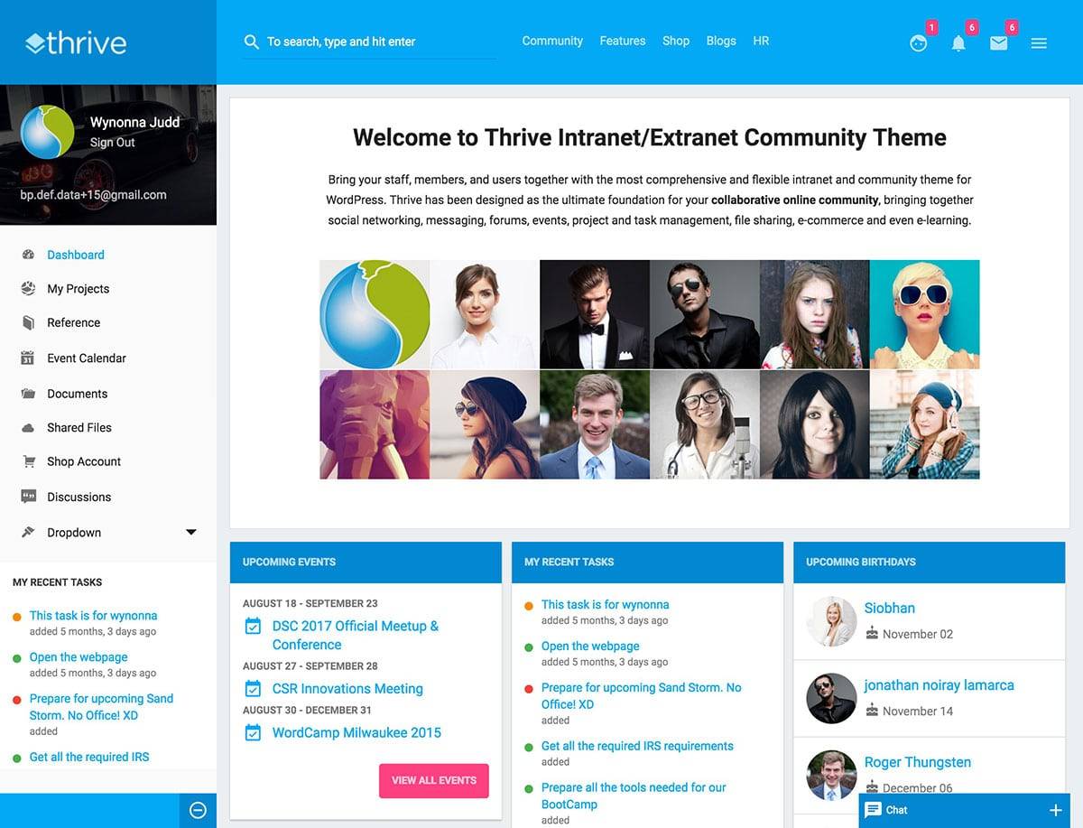 Thrive - Intranet/Extranet/Community WordPress Theme
