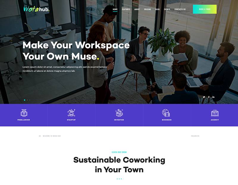 WotaHub | Coworking Space WordPress Theme