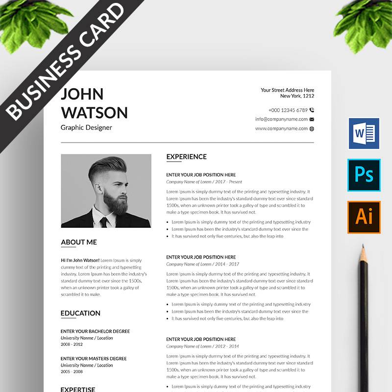 John Watson Resume Template with Business Card Resume Template