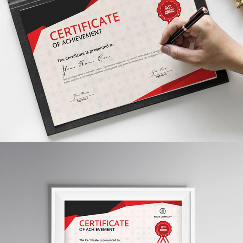 Red&Gray Achievement Certificate Template