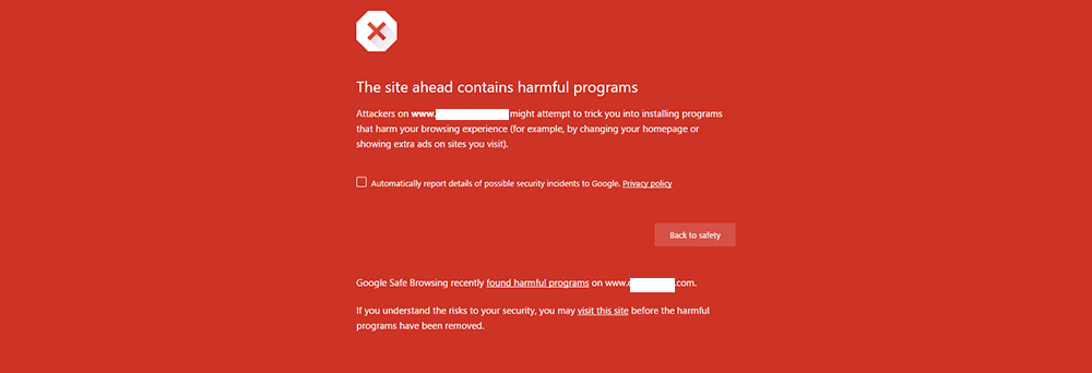 Site Harmful Browser Screenshot